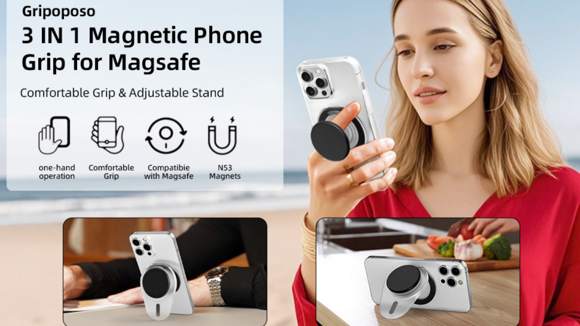 Amazon.com: Grippopso for Magsafe Phone Grip, Magnetic Phone Grip